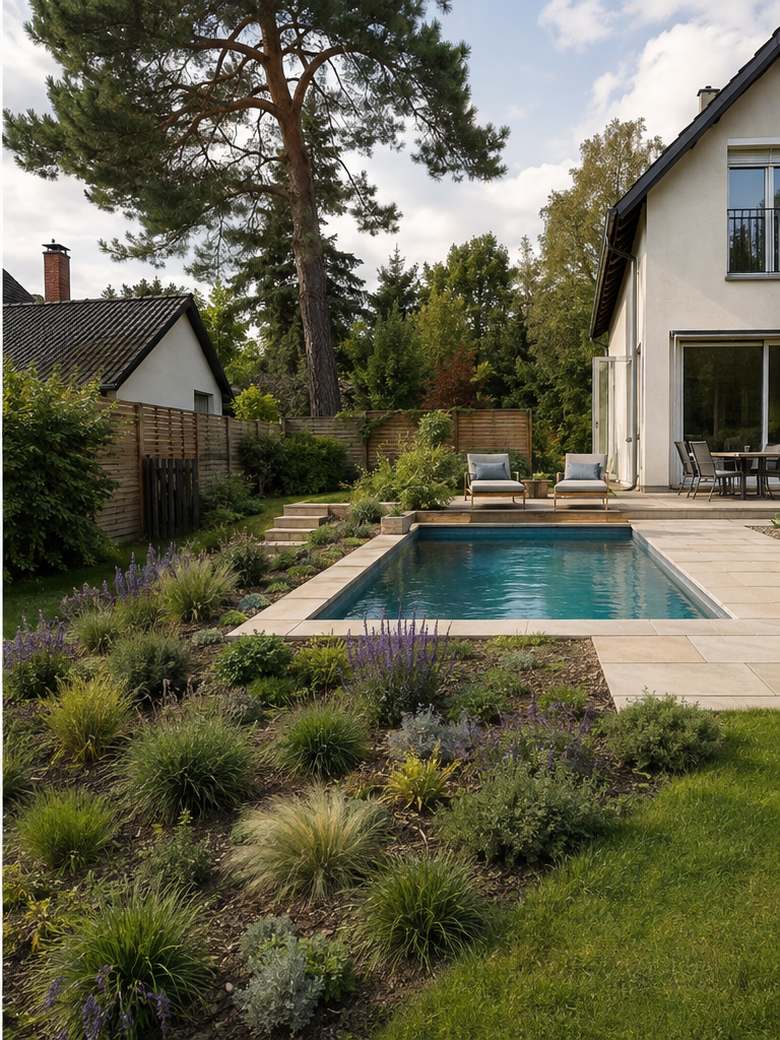 Nachher: Garten mit Pool – Beispiel-Visualisierung
