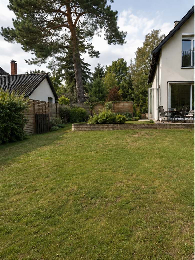 Vorher: Rasengarten ohne Pool