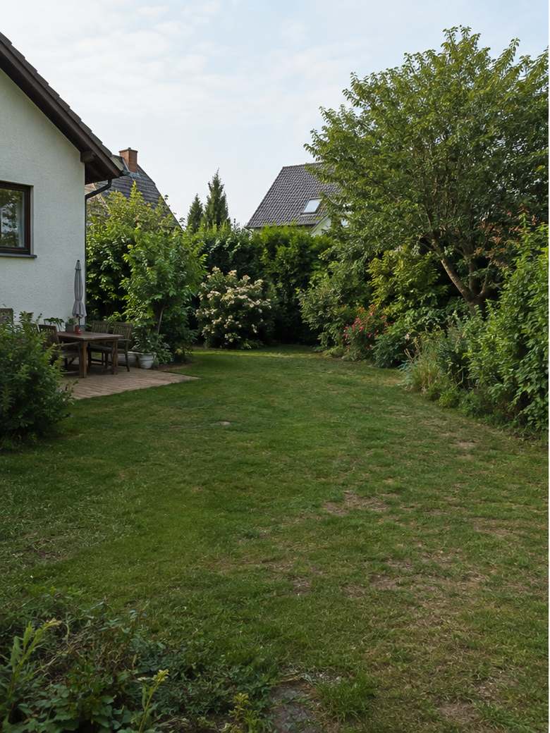 Vorher: Rasengarten ohne Pool
