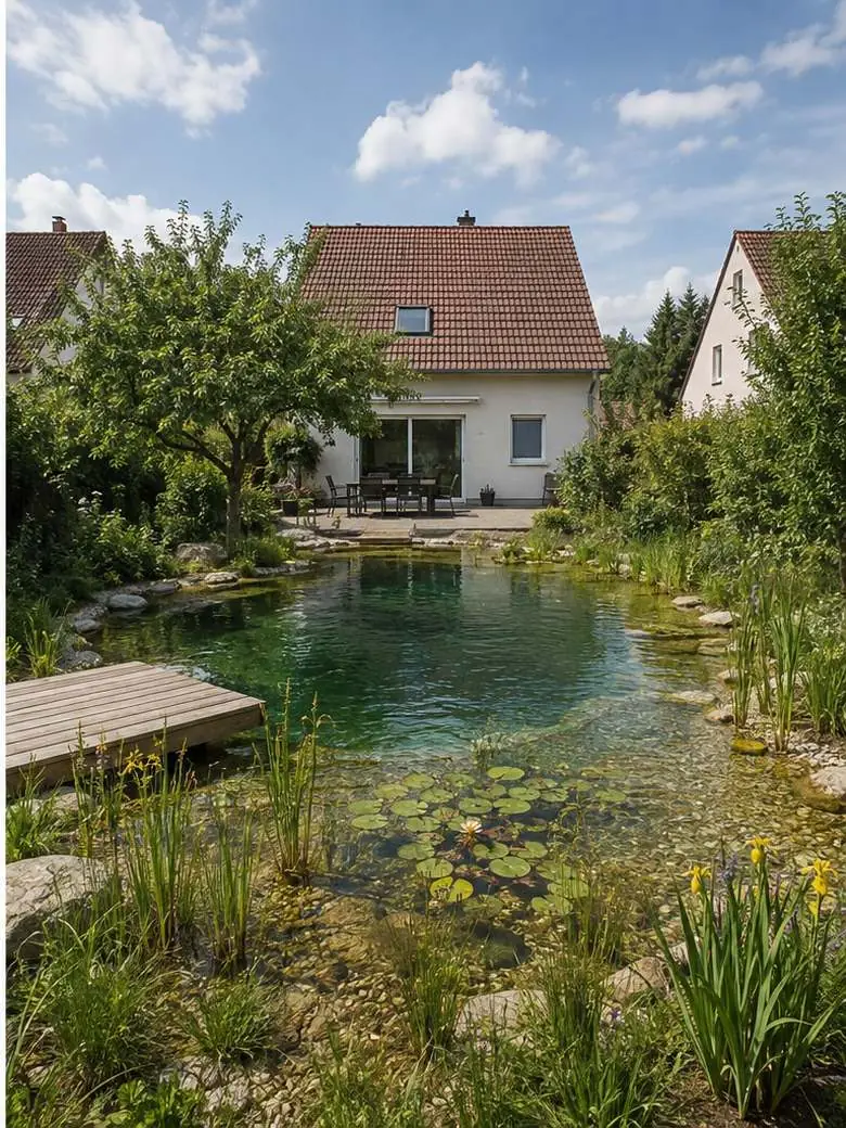 Nachher: Garten mit Schwimmteich – Beispiel-Visualisierung
